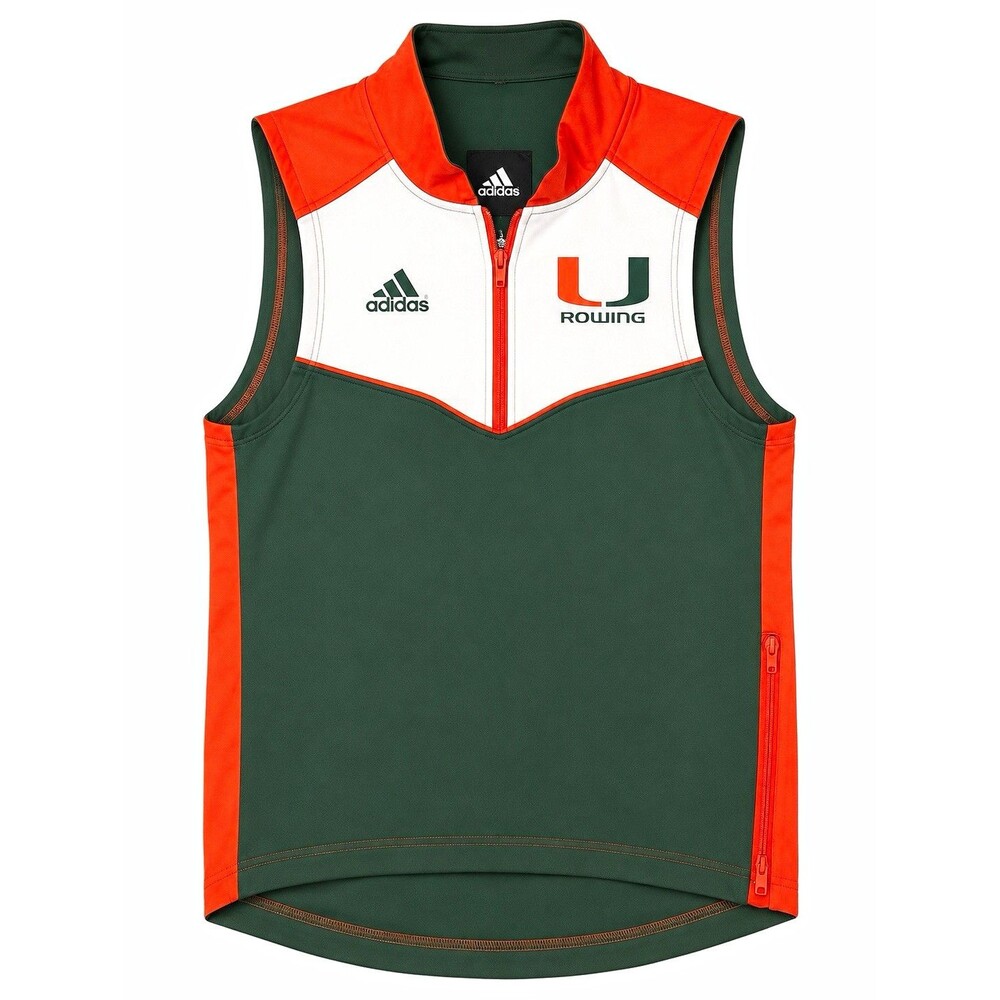 adidas Women's S Sleeveless 1/2 Zip Colorblock Rowing Jacket Green Orange